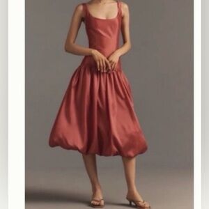 Hutch Natalia Scoop Neck Drop-Waist Bubble-Hem Midi Dress Size 8. NWT